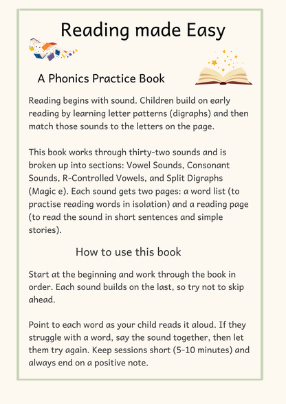 Reading Made Easy Phonics Workbook. Instant PDF
